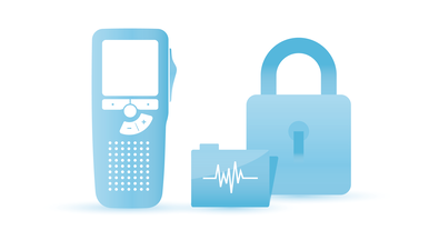File encryption, PIN code and write-protection to protect sensitive data